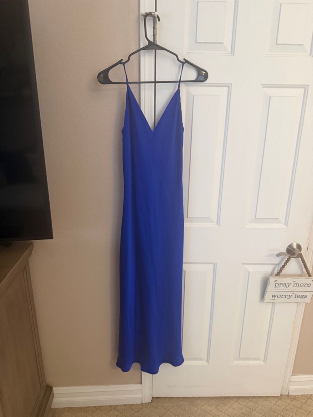 L'AGENCE Cobalt Blue Slip Maxi Dress